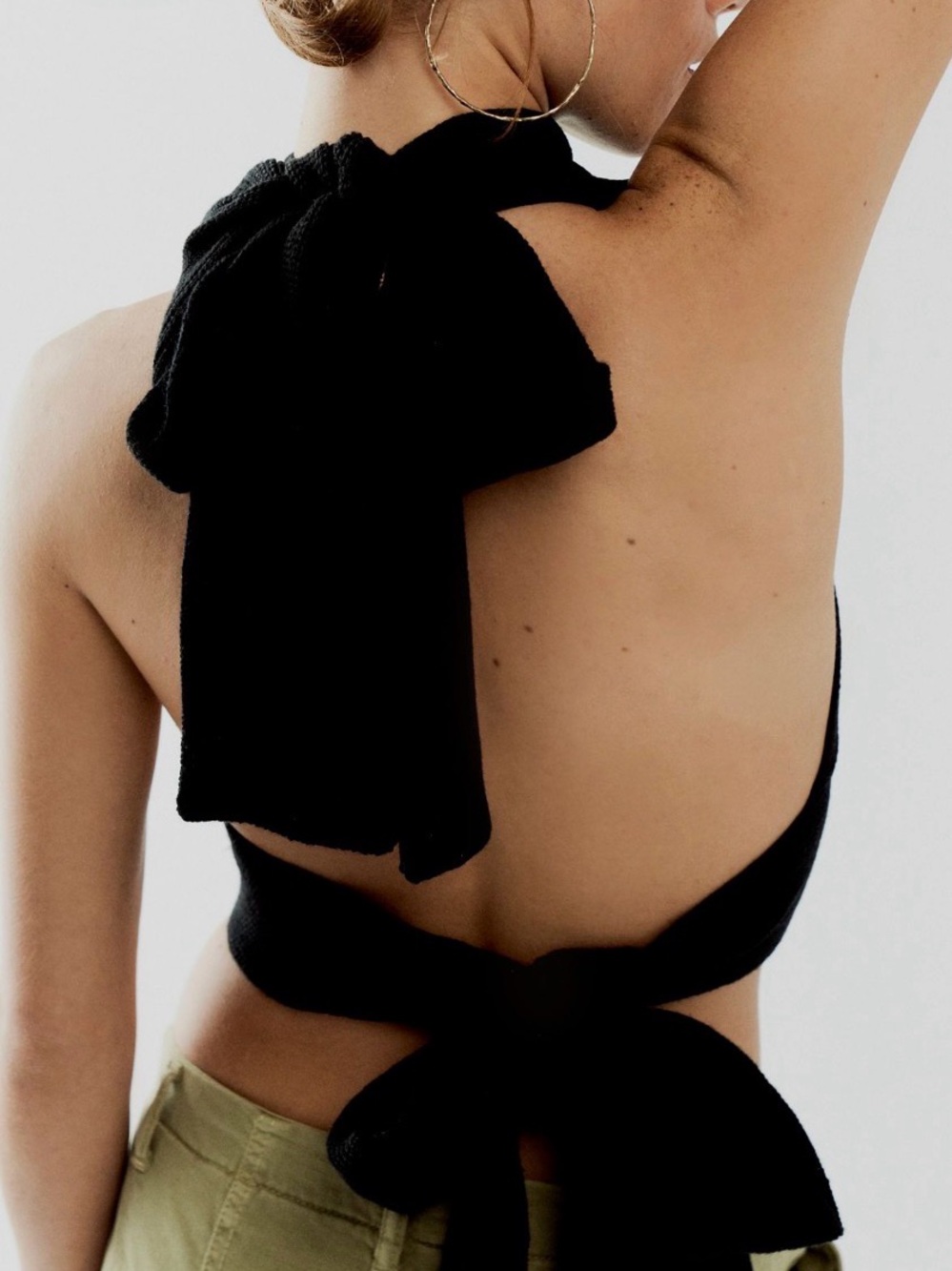 Free People Black Tie-Back Tank Top